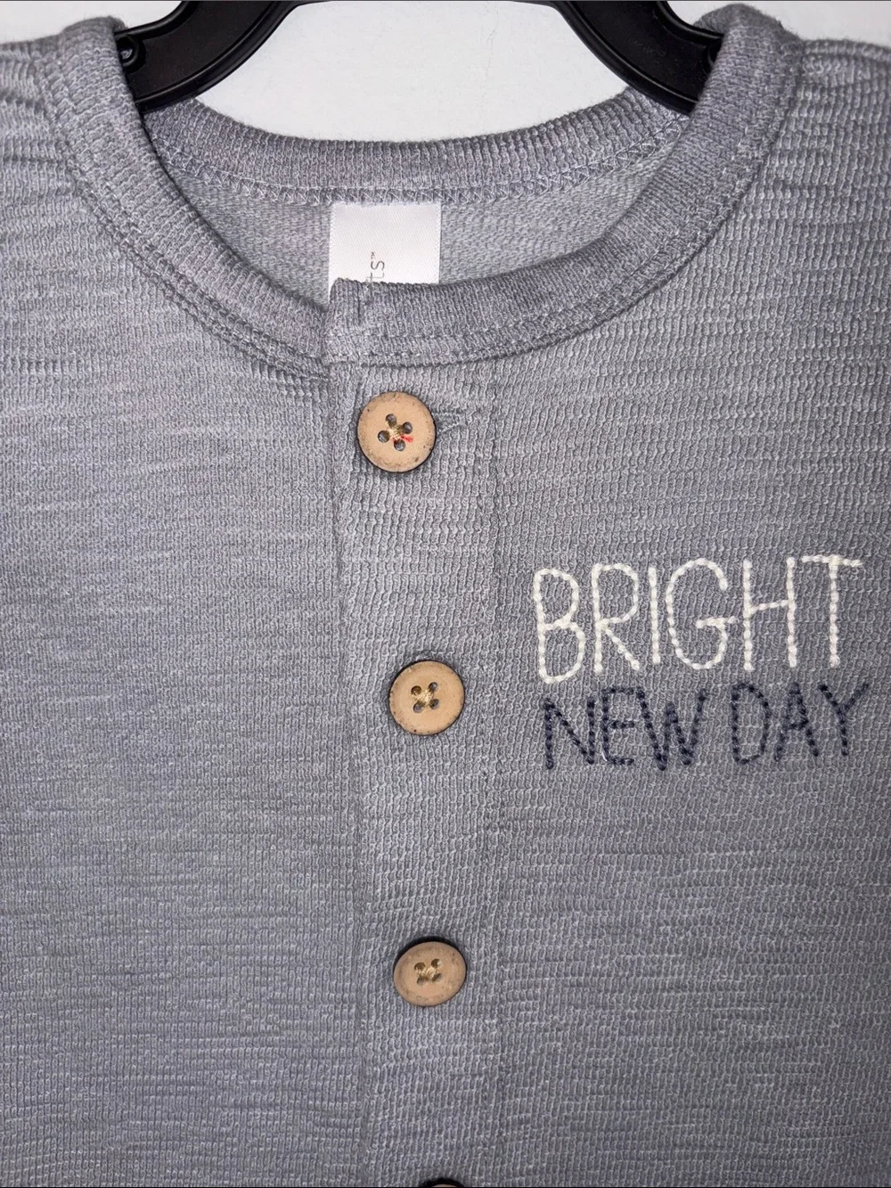 NWT Modern Moments by Gerber Gray Short-Sleeve Romper with 'BRIGHT NEW DAY 12 m